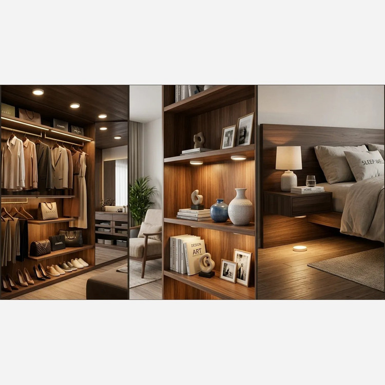 چراغ زیر کابینتی ریموت دار 3 عددی LED مهتابی مناسب کمد/اتاق خواب/اشپزخانه